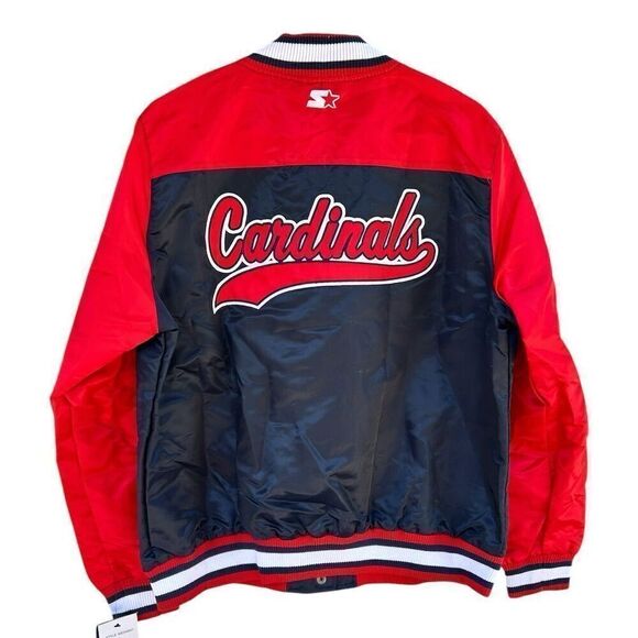 Starter MLB Cardinals Varsity Jacket Men's 2XL Red Snap Closure - Picture 2 of 9